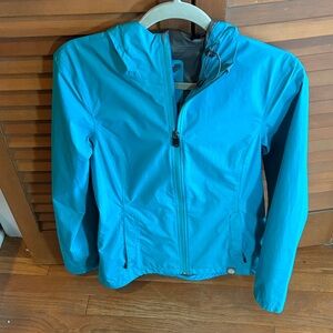 REI Co-op Teal and Gray Rain Jacket